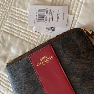 Coach brown and red wrist wallet